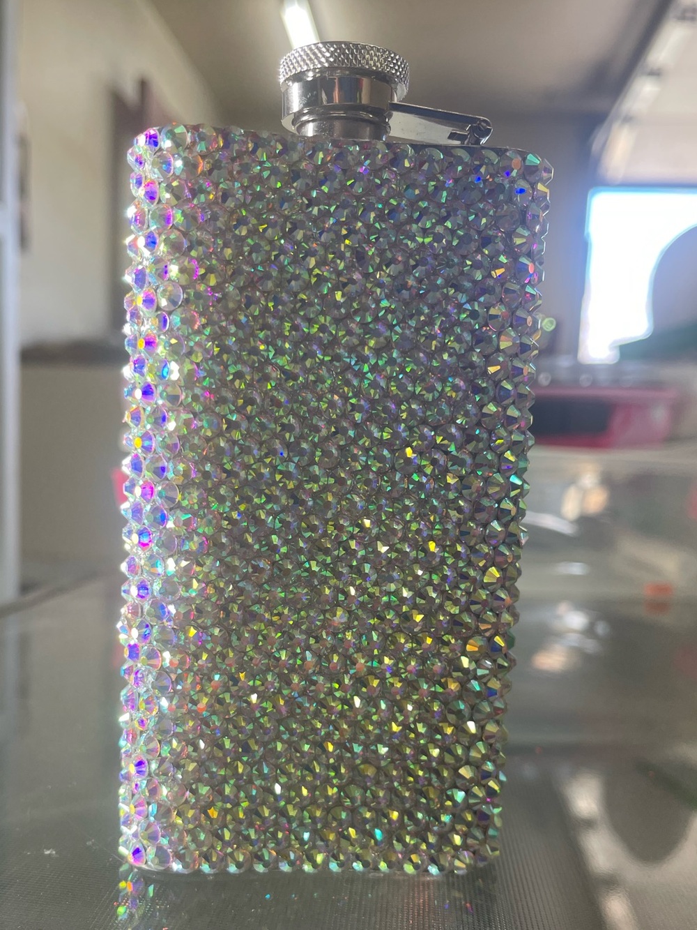 HAND BLINGED CRYSTAL FLASK ✨
